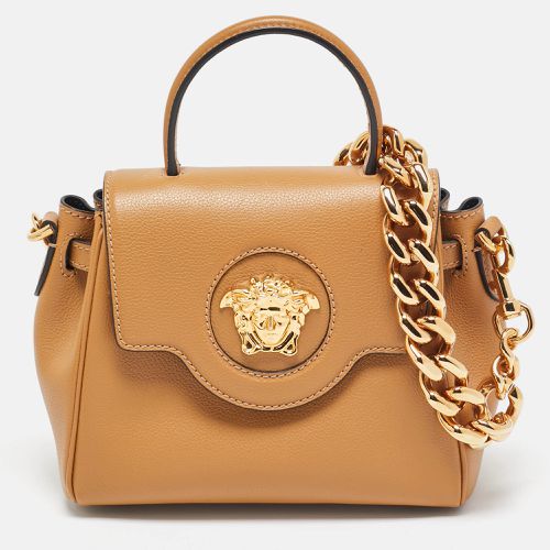 Versace Brown Leather Mini La Medusa Top Handle Bag - Versace - Modalova