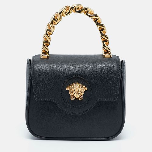 Versace Black Leather Mini La Medusa Top Handle Bag - Versace - Modalova