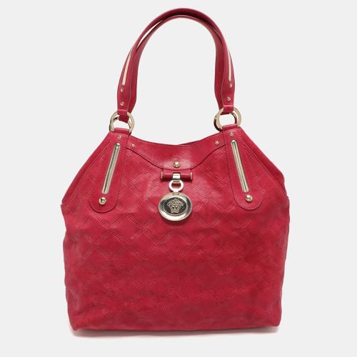 Versace Fuchsia Embossed Leather Icon Medusa Satchel - Versace - Modalova