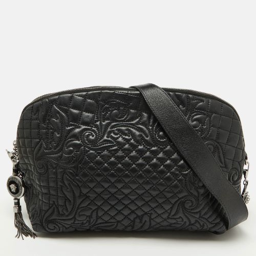 Leather Quilted Embroidered Zip Satchel - Versace - Modalova