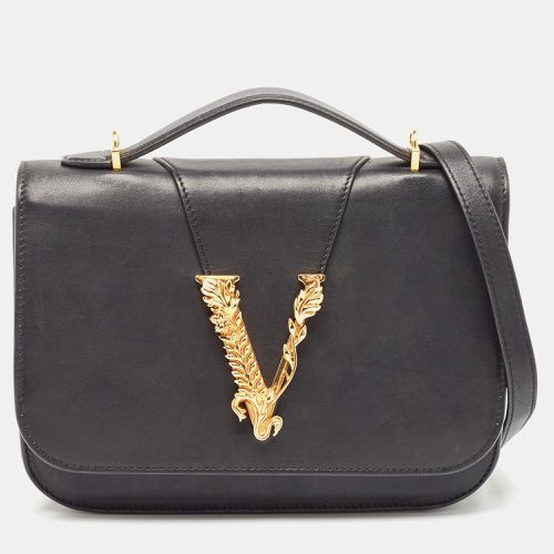 Versace Black Leather Virtus Shoulder Bag - Versace - Modalova