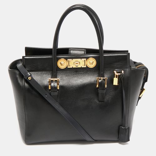 Versace Black Leather Medusa Tote - Versace - Modalova