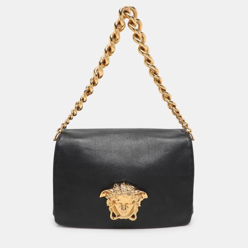 Versace Black Leather Palazzo Shoulder Bag - Versace - Modalova