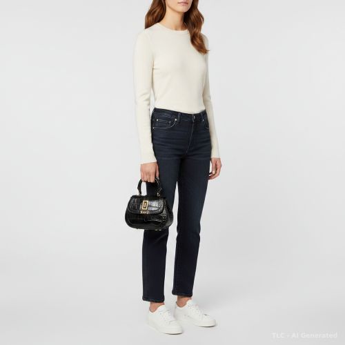 Greca Goddess Croc Embossed Leather Top Handle Bag - Versace - Modalova