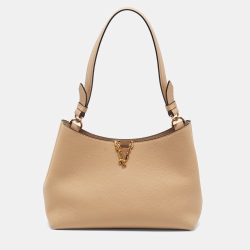 Versace Virtus Beige Leather Hobo - Versace - Modalova