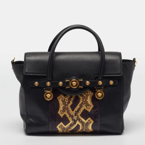 Medusa Medallion /Gold Leather and Python Tote - Versace - Modalova