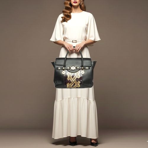 Medusa Medallion /Gold Leather and Python Tote - Versace - Modalova