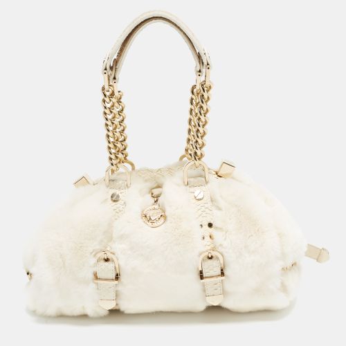 Madonna Chinchilla and Python Boston Bag - Versace - Modalova