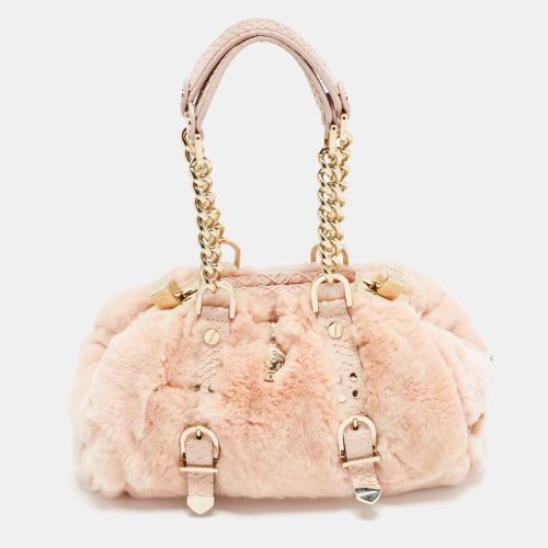 Madonna Chinchilla and Python Boston Bag - Versace - Modalova