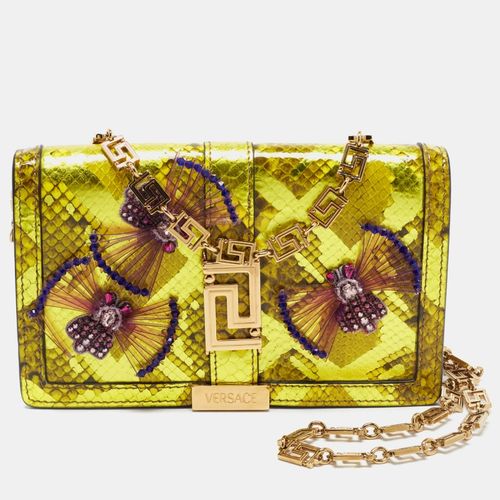 Greca Goddess Limited Edition Mini Laminated Python Skin Shoulder Bag - Versace - Modalova