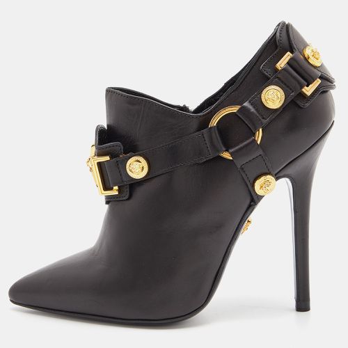 Versace Black Leather Medusa Ankle Length Booties Size 35 - Versace - Modalova