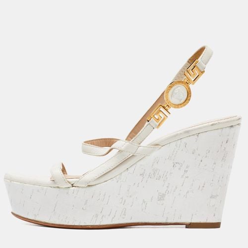 Versace White Leather Wedge Sandals Size 36 - Versace - Modalova