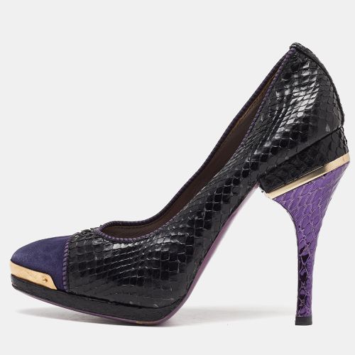 Versace Black/Purple Python and Suede Pumps Size 38 - Versace - Modalova