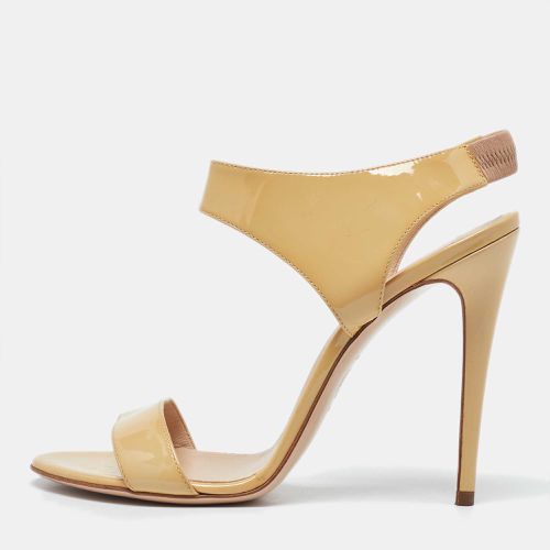 Versace Beige Patent Leather Open Toe Slingback Sandals Size 39 - Versace - Modalova