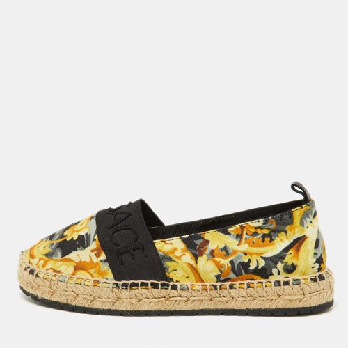 Versace Multicolor Baroccoo Print Canvas Slip On Espadrille Flats Size 34 - Versace - Modalova