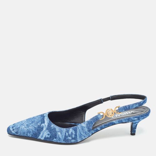 Versace Blue Denim Medusa '95 Barocco Slingback Pumps Size 41 - Versace - Modalova