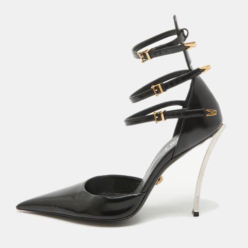 Versace Black Leather Triple Ankle Strap Pumps Size 39 - Versace - Modalova