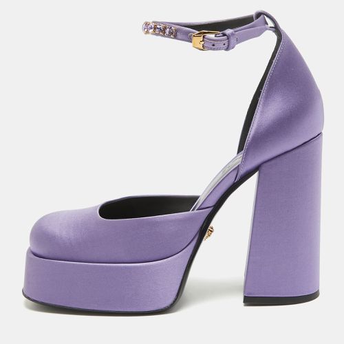 Versace Purple Satin Crystal Embellished Aevitas Platform Pumps Size 38.5 - Versace - Modalova