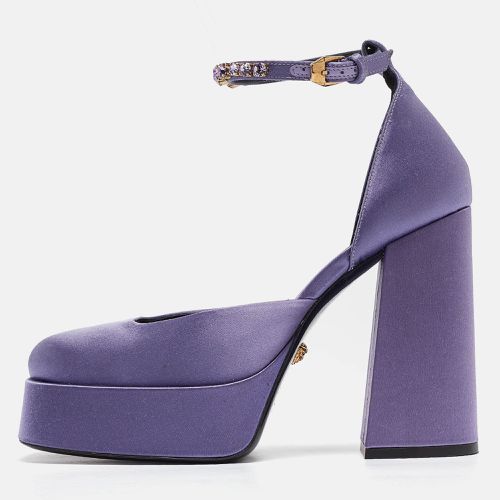 Versace Purple Satin Aevitas Platform Ankle Wrap Pumps Size 39 - Versace - Modalova