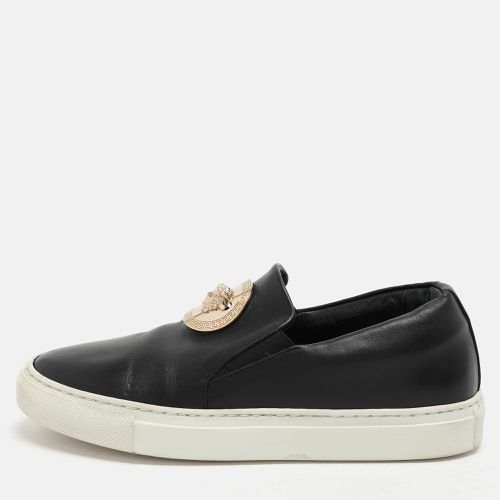 Versace Black Leather Medusa Slip On Sneakers Size 37 - Versace - Modalova