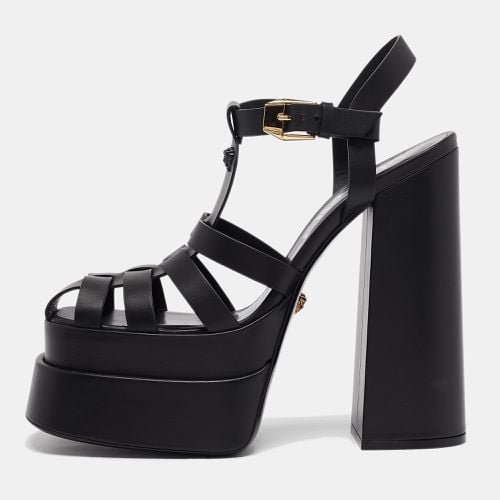 Leather La Medusa Platform Sandals Size 40 - Versace - Modalova