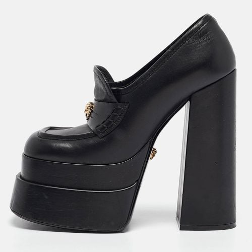 Versace Black Leather Aevitas Block Heel Pumps Size 36 - Versace - Modalova