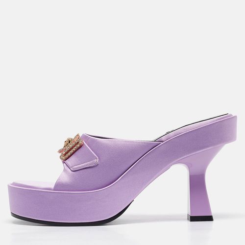 Versace Purple Satin Medusa Mules Size 38 - Versace - Modalova