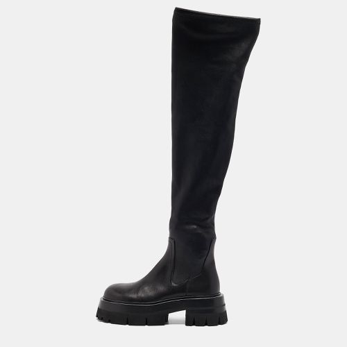 Versace Black Leather Over The Knee Boots Size 37 - Versace - Modalova