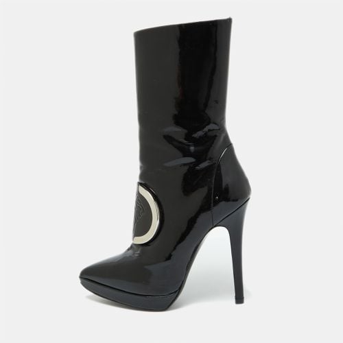 Patent Leather Medusa Stamp Mid Calf Boots Size 35 - Versace - Modalova