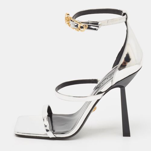 Versace Silver Leather Safety Pin Ankle Strap Sandals Size 39 - Versace - Modalova