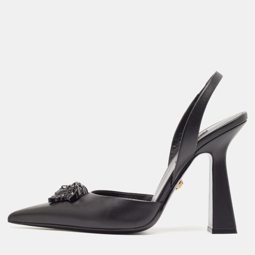 Leather La Medusa Slingback Pumps Size 40 - Versace - Modalova