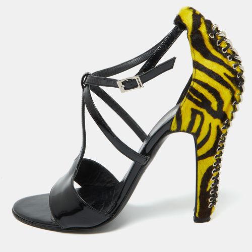 Patent Leather and Animal Print Calf Hair Sandals Size 38.5 - Versace - Modalova