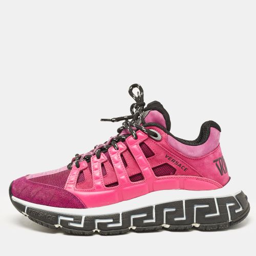 Versace Pink/Purple Leather and Canvas Trigreca Sneakers Size 40 - Versace - Modalova