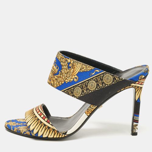 Canvas Flower Print Slide Sandals Size 38 - Versace - Modalova