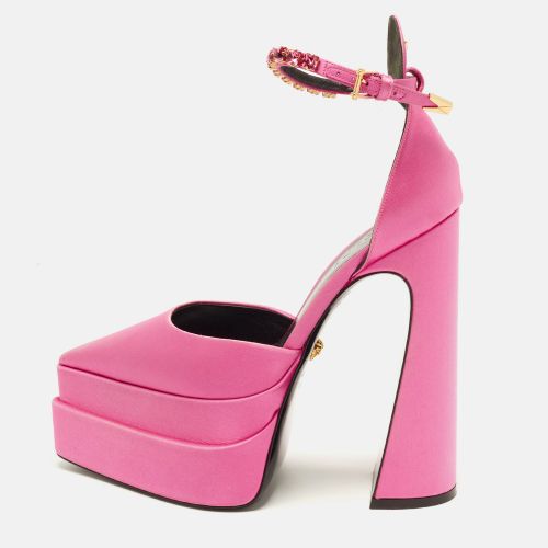 Aevitas Size 38 Satin Double Platform Ankle Strap Pumps - Versace - Modalova