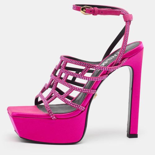 Greca Maze Crystal Embellished Size 36 Suede Platform Sandals - Versace - Modalova