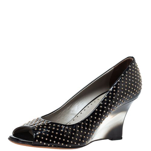 Patent Studded Peep Toe Pumps Size 37 - Versace - Modalova