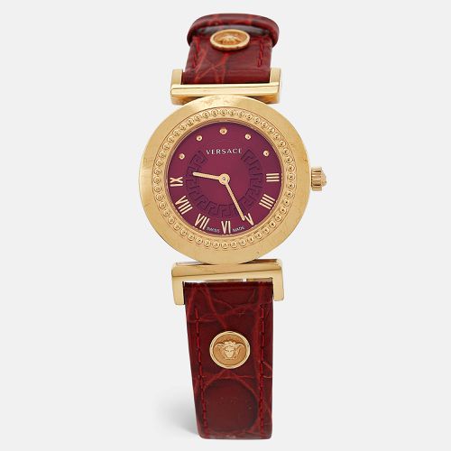 Versace Red Gold Plated Stainless Steel Embossed Leather Vanity P5Q Women's Wristwatch 35 mm - Versace - Modalova