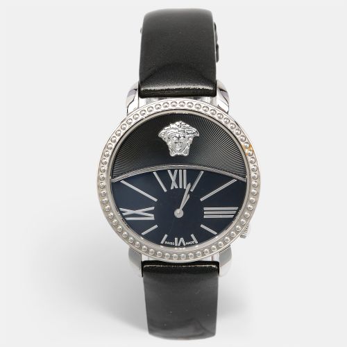 Versace Black Stainless Steel Patent Leather Krios 93Q Women's Wristwatch 38 mm - Versace - Modalova