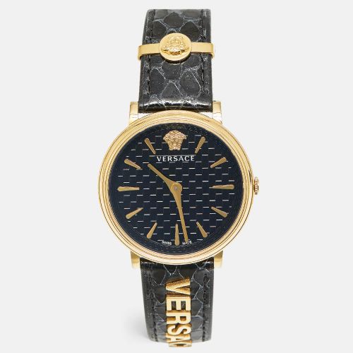 Versace V-Circle VE8101022 Black Dial Gold Tone Stainless Steel Leather Women's Wristwatch 38 mm - Versace - Modalova