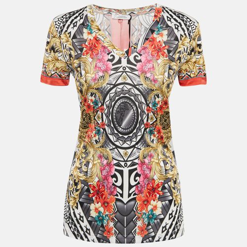 Versace Collection Multicolor Floral Print Jersey V-Neck T-Shirt M - Versace Collection - Modalova