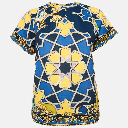 Versace Collection Navy Blue Printed Jersey Neoprene T-Shirt S - Versace Collection - Modalova