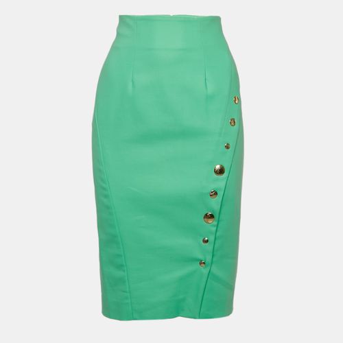 Versace Collection Green Cotton Blend Button Detail Pencil Skirt M - Versace Collection - Modalova