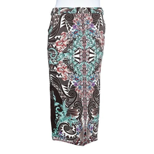 Versace Collection Brown Printed Knit Midi Fitted Skirt S - Versace Collection - Modalova