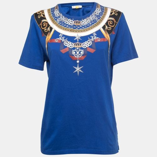 Versace Collection Blue Printed Cotton Knit Crewneck T-Shirt M - Versace Collection - Modalova