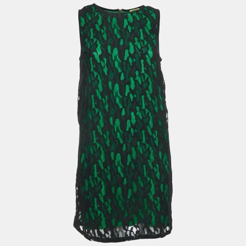 Versace Jeans Black/Green Lace Overlay Sleeveless Mini Dress M - Versace Jeans - Modalova