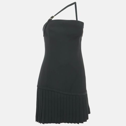 Versace Jeans Couture Black Crepe Pleated One-Shoulder Mini Dress M - Versace Jeans Couture - Modalova