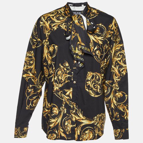 Versace Jeans Couture Black Printed Cotton Bow-Tie Shirt M - Versace Jeans Couture - Modalova