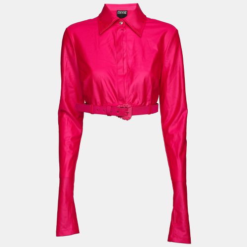 Versace Jeans Couture Pink Stretch Satin Crop Top M - Versace Jeans Couture - Modalova