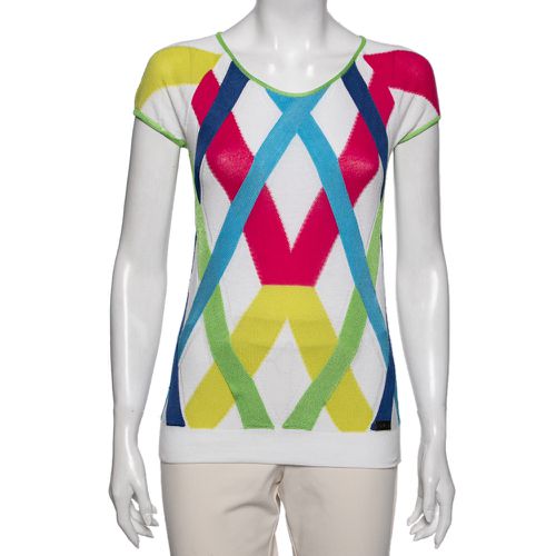 Versace Jeans Couture Multicolor Stripe Cap Sleeves Top M - Versace Jeans Couture - Modalova